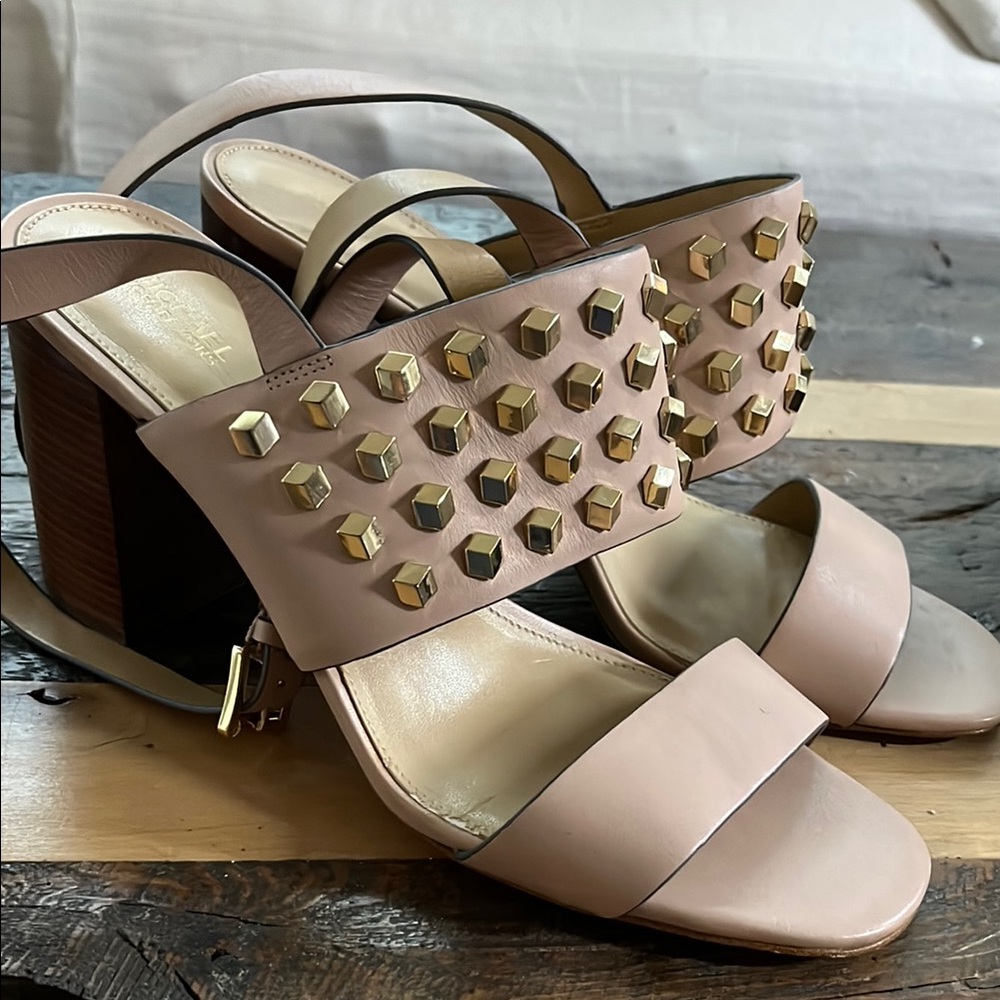Michael Kors Gold Studded Tan Heels